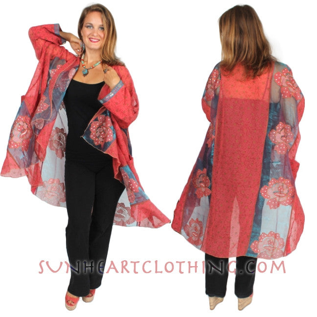 Sunheart Cachet Coat Vintage Silk Embroidered Cachet Coat Sml-7X