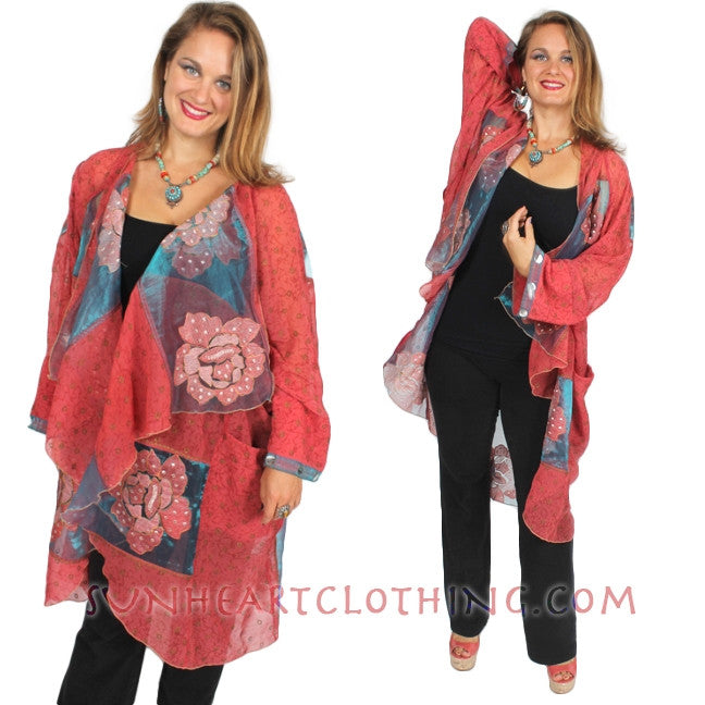 Sunheart Cachet Coat Vintage Silk Embroidered Cachet Coat Sml-7X