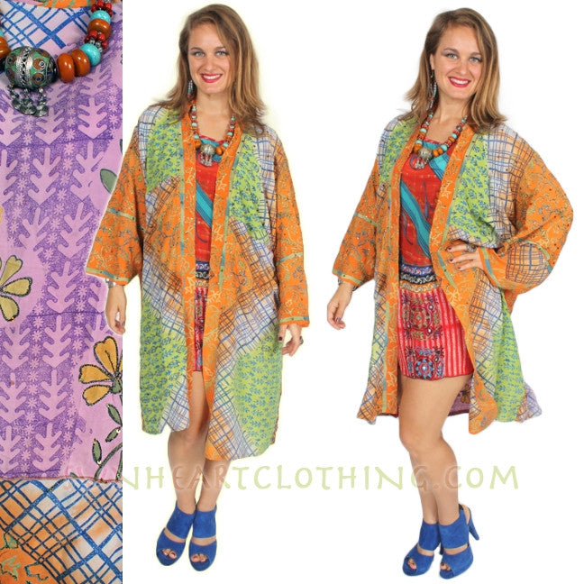 SunHeart Vintage Silk Deco Jacket Embroidered  Sml-7X