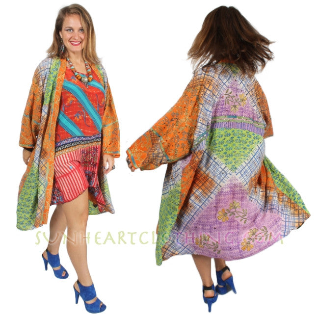 SunHeart Vintage Silk Deco Jacket Embroidered  Sml-7X