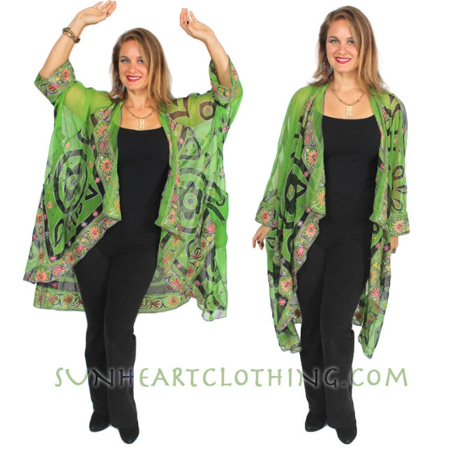 Sunheart Vintage Silk Embroidered Cachet Coat Sml-7x