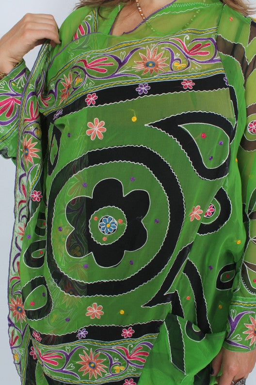 Sunheart Vintage Silk Embroidered Cachet Coat Sml-7x