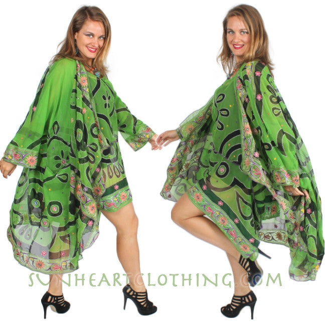 Sunheart Vintage Silk Embroidered Cachet Coat Sml-7x