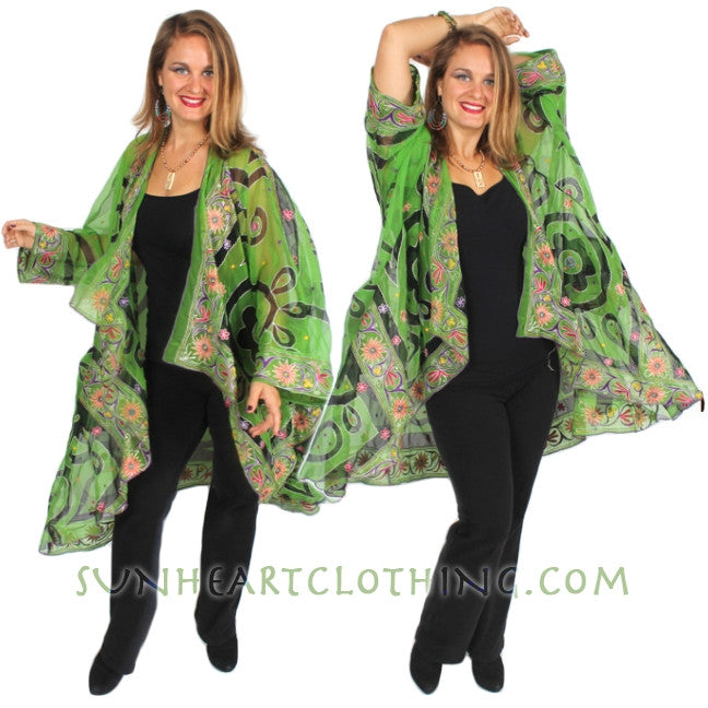 Sunheart Vintage Silk Embroidered Cachet Coat Sml-7x