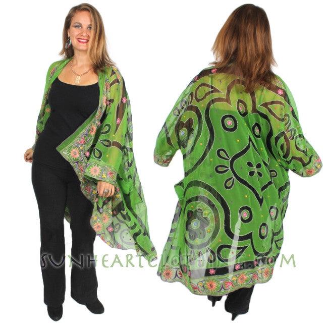 Sunheart Vintage Silk Embroidered Cachet Coat Sml-7x