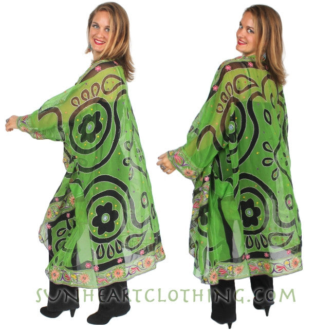 Sunheart Vintage Silk Embroidered Cachet Coat Sml-7x