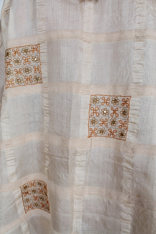 Sunheart Vintage Silk Embroidered Caftan Poncho Top Sml-8x