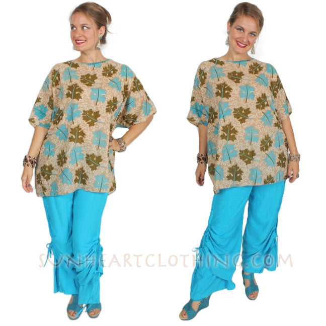 SunHeart Vintage Silk Fall Leaves Silk Top SML-3X+