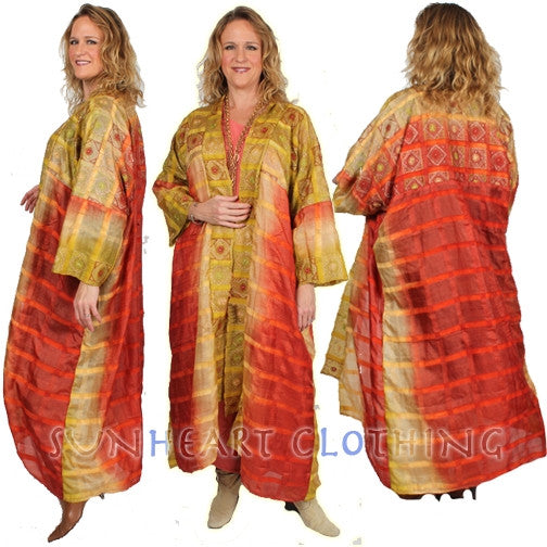 SunHeart Vintage Silk Embroidery Taj Mahal Coat Boho Hippie Chic ooak