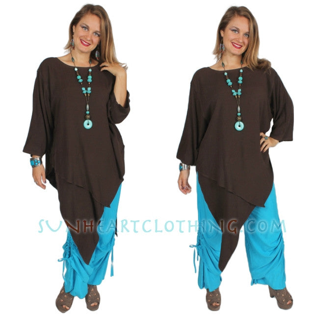 Tienda ho Sumatra 2 Layer Tunic Top Moroccan Cotton Sml-2x+
