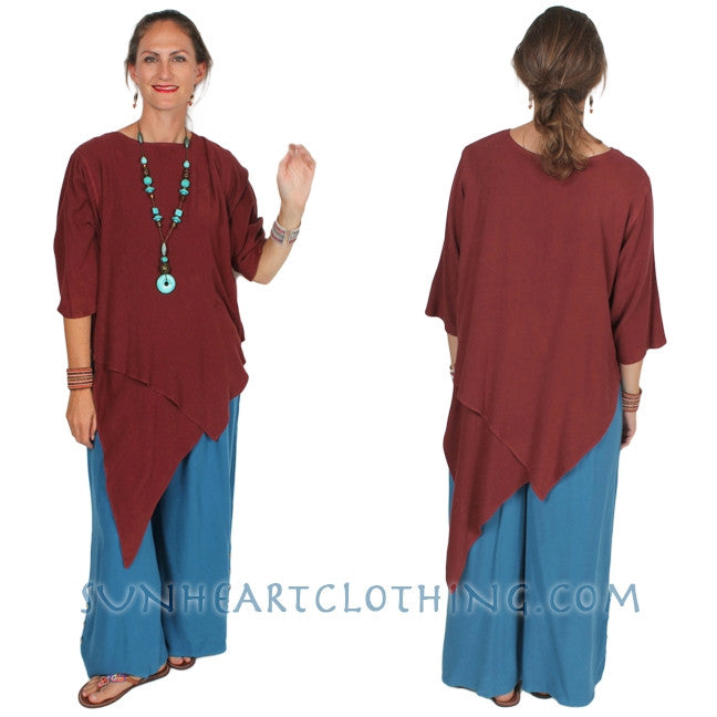 Tienda ho Sumatra 2 Layer Tunic Top Moroccan Cotton Sml-2x+